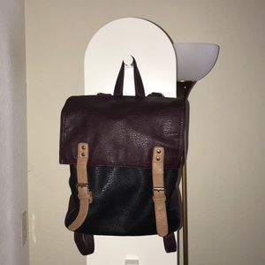 Maroon and black bag